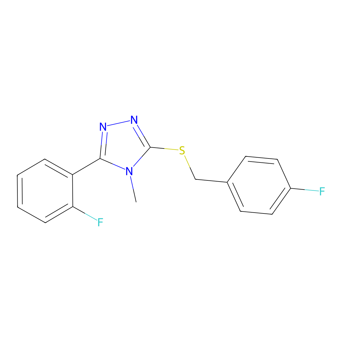 3-(2-Fluorophenyl)-5-[(4-fluorophenyl)methylsulfanyl]-4-methyl-1,2,4-triazole molecular structure, CAS 731777-85-8