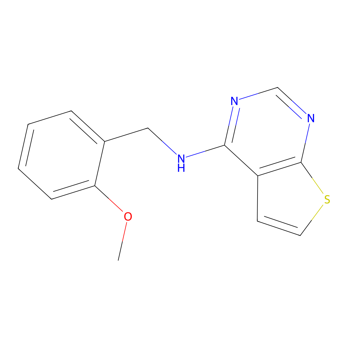 N-[(2-methoxyphenyl)methyl]thieno[2,3-d]pyrimidin-4-amine molecular structure, CAS 731777-92-7