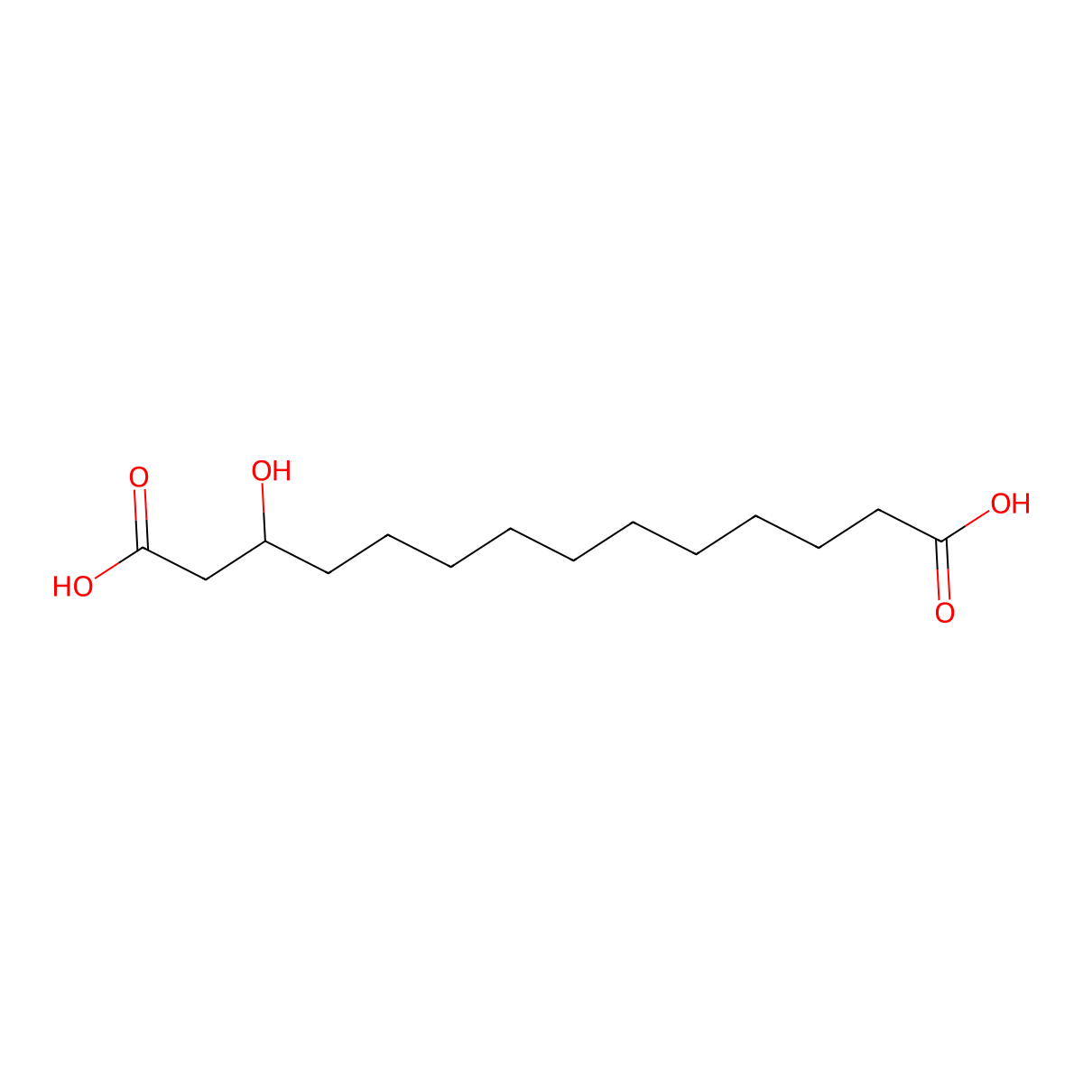 3-Hydroxytetradecanedioic acid molecular structure, CAS 73179-89-2