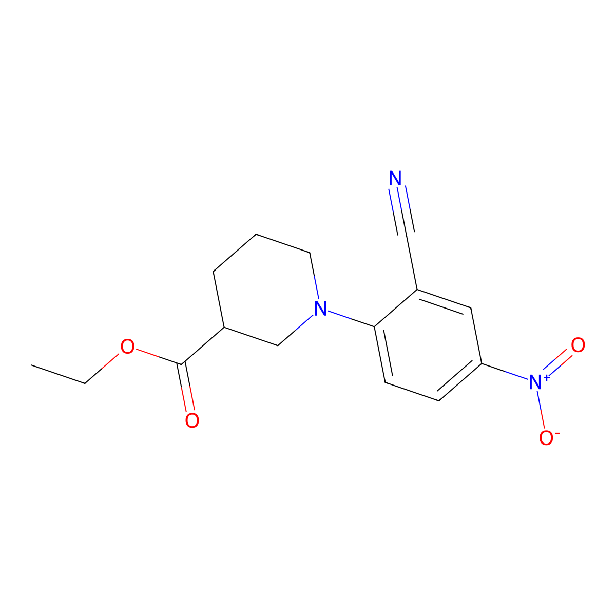 Ethyl 1-(2-cyano-4-nitrophenyl)piperidine-3-carboxylate molecular structure, CAS 731793-03-6