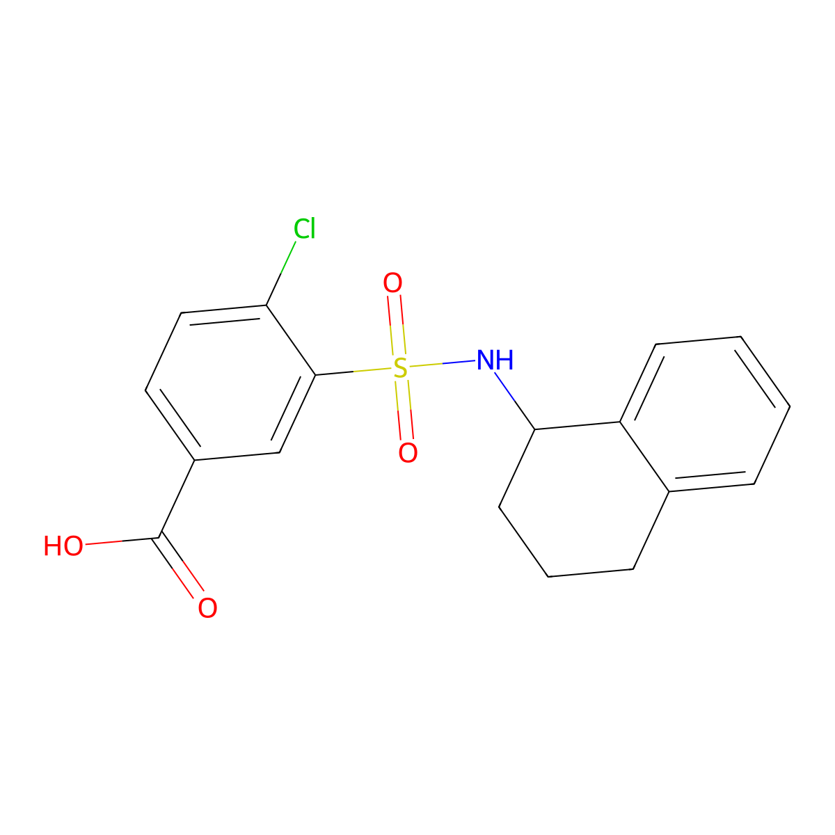4-chloro-3-(1,2,3,4-tetrahydronaphthalen-1-ylsulfamoyl)benzoic Acid molecular structure, CAS 731793-18-3