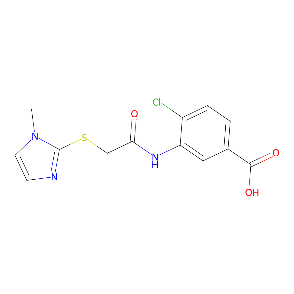 4-chloro-3-{2-[(1-methyl-1H-imidazol-2-yl)sulfanyl]acetamido}benzoic acid molecular structure, CAS 731793-31-0