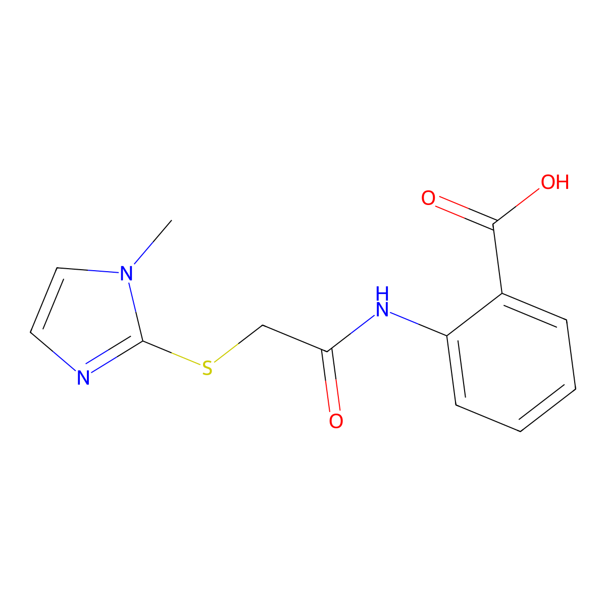 2-(2-((1-methyl-1H-imidazol-2-yl)sulfanyl)acetamido)benzoic acid molecular structure, CAS 731793-32-1