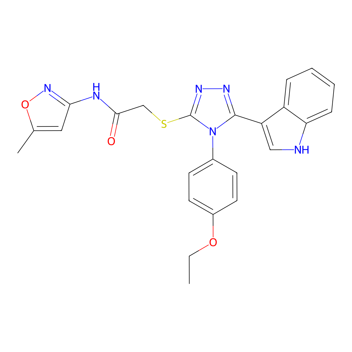 2-{[4-(4-ethoxyphenyl)-5-(1H-indol-3-yl)-4H-1,2,4-triazol-3-yl]sulfanyl}-N-(5-methyl-1,2-oxazol-3-yl)acetamide molecular structure, CAS 731795-36-1
