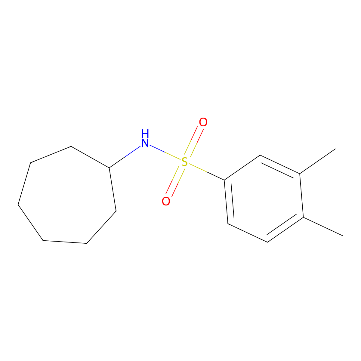 N-cycloheptyl-3,4-dimethylbenzenesulfonamide molecular structure, CAS 731795-78-1