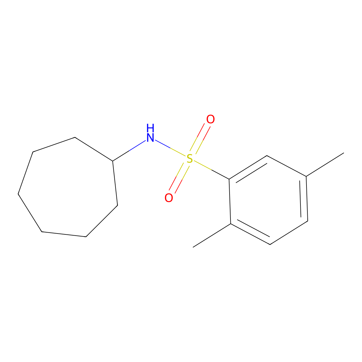 N-cycloheptyl-2,5-dimethylbenzenesulfonamide molecular structure, CAS 731795-79-2