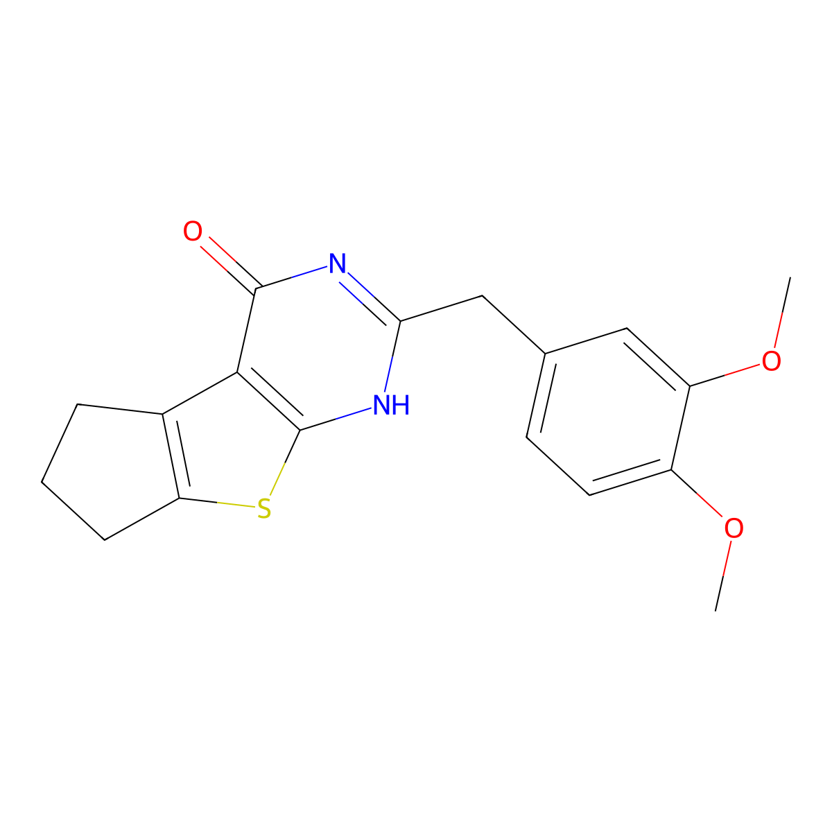 10-((3,4-Dimethoxyphenyl)methyl)-7-thia-9,11-diazatricyclo(6.4.0.0,2,6)dodeca-1(8),2(6),9-trien-12-one molecular structure, CAS 731797-75-4