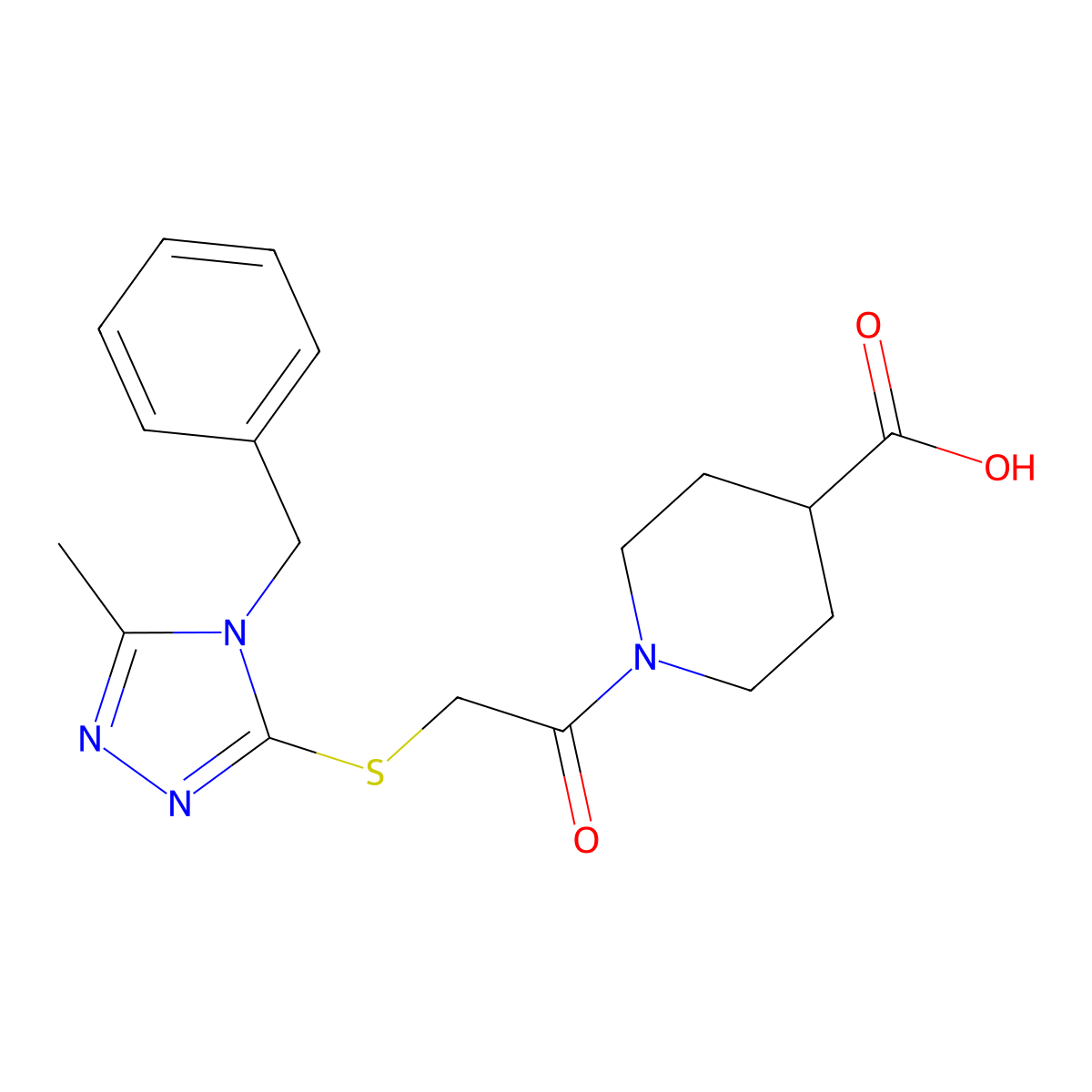 1-{2-[(4-benzyl-5-methyl-4H-1,2,4-triazol-3-yl)sulfanyl]acetyl}piperidine-4-carboxylic acid molecular structure, CAS 731801-12-0