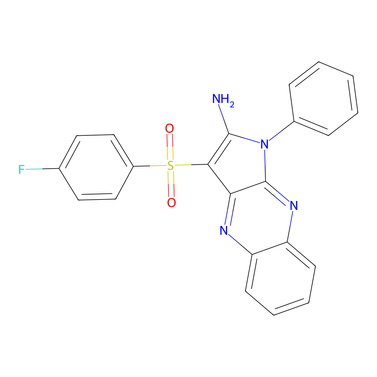3-[(4-fluorophenyl)sulfonyl]-1-phenyl-1H-pyrrolo[2,3-b]quinoxalin-2-amine molecular structure, CAS 731801-78-8