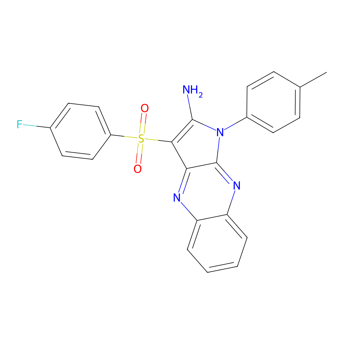 3-(4-fluorobenzenesulfonyl)-1-(4-methylphenyl)-1H-pyrrolo[2,3-b]quinoxalin-2-amine molecular structure, CAS 731801-79-9