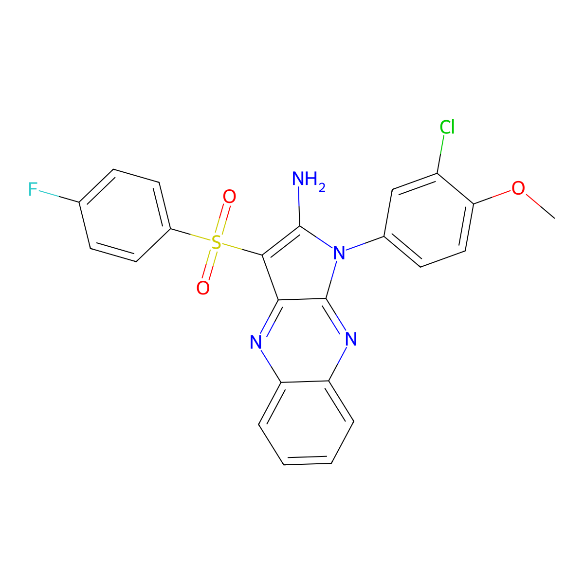 1-(3-chloro-4-methoxyphenyl)-3-((4-fluorophenyl)sulfonyl)-1H-pyrrolo[2,3-b]quinoxalin-2-amine molecular structure, CAS 731801-89-1