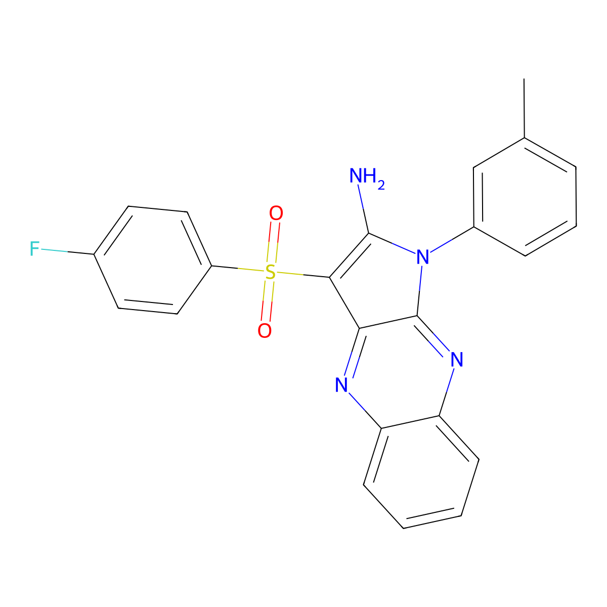 3-[(4-fluorophenyl)sulfonyl]-1-(3-methylphenyl)-1H-pyrrolo[2,3-b]quinoxalin-2-amine molecular structure, CAS 731801-97-1