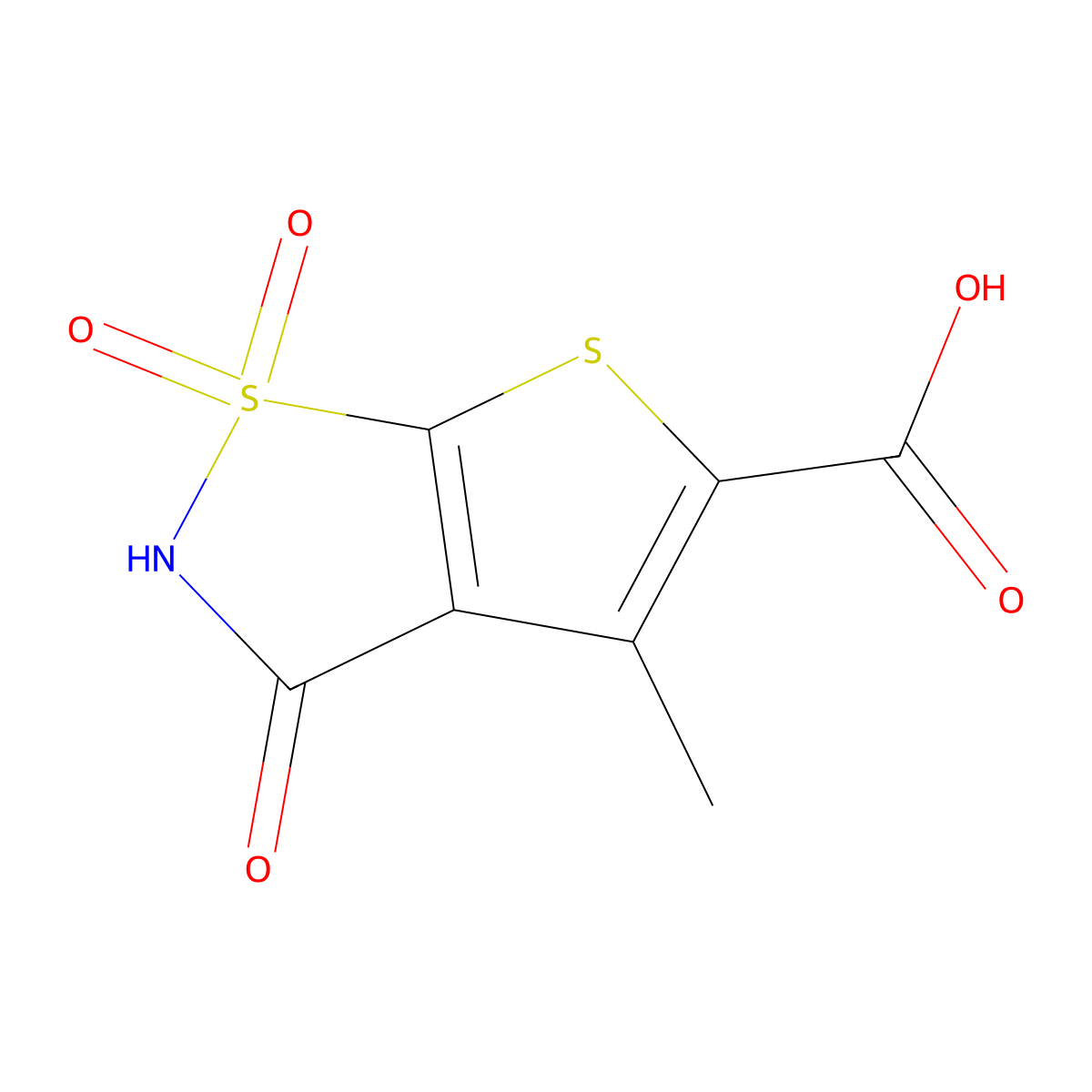 4-Methyl-1,1,3-trioxothieno(3,2-d)(1,2)thiazole-5-carboxylic acid molecular structure, CAS 731802-17-8