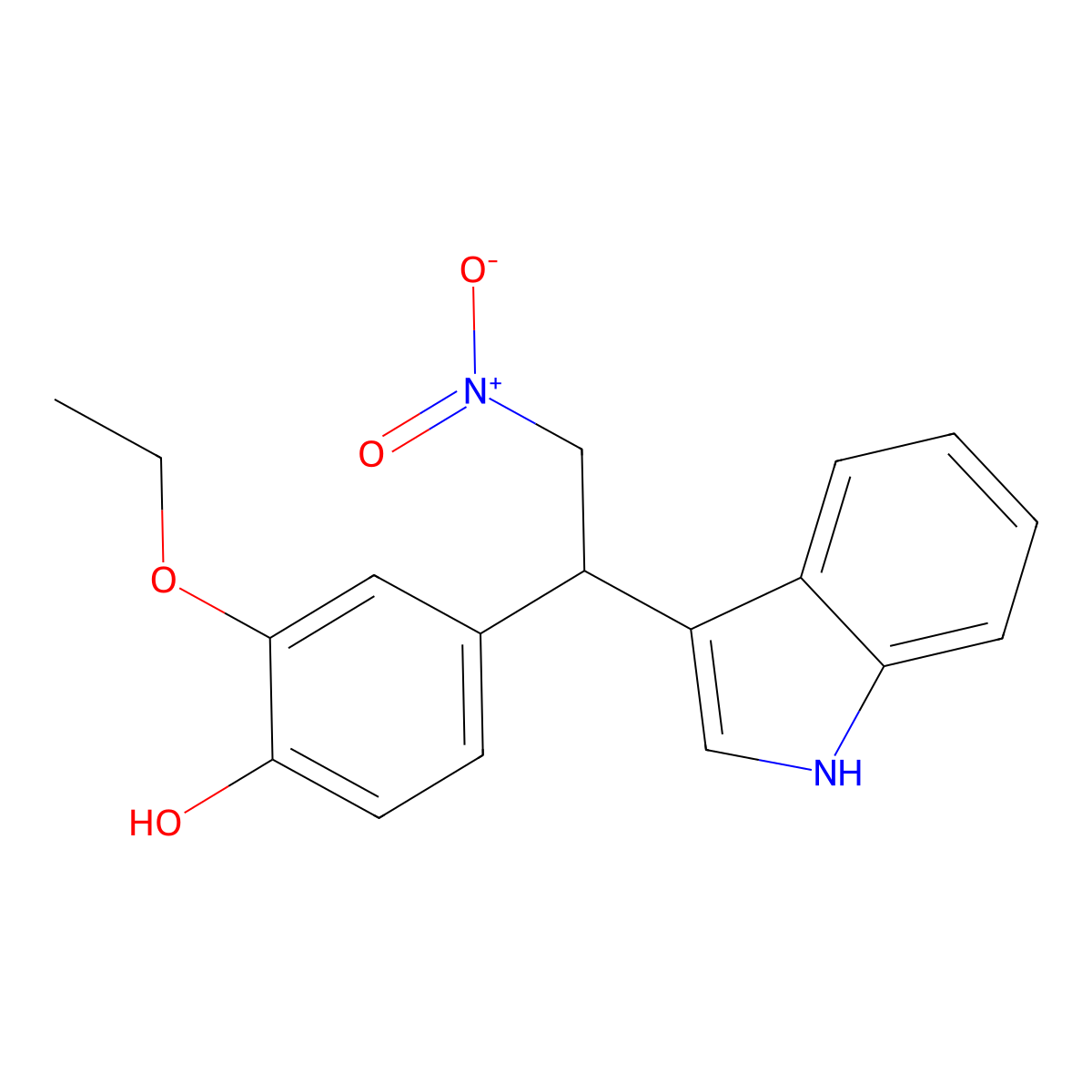2-ethoxy-4-[1-(1H-indol-3-yl)-2-nitroethyl]phenol molecular structure, CAS 731802-23-6