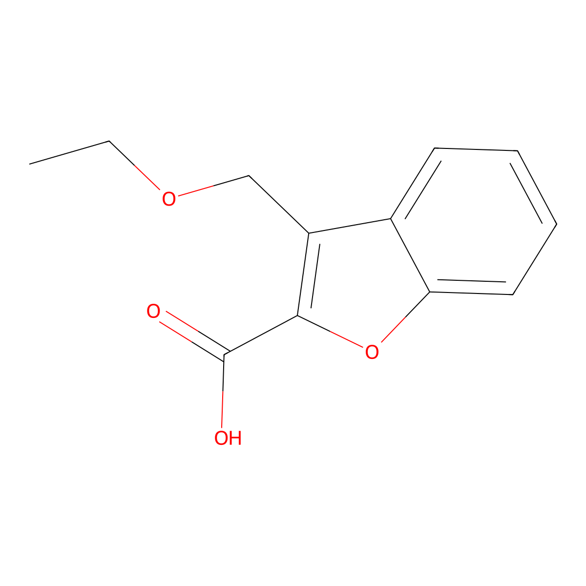 3-(Ethoxymethyl)-1-benzofuran-2-carboxylic acid molecular structure, CAS 731802-26-9