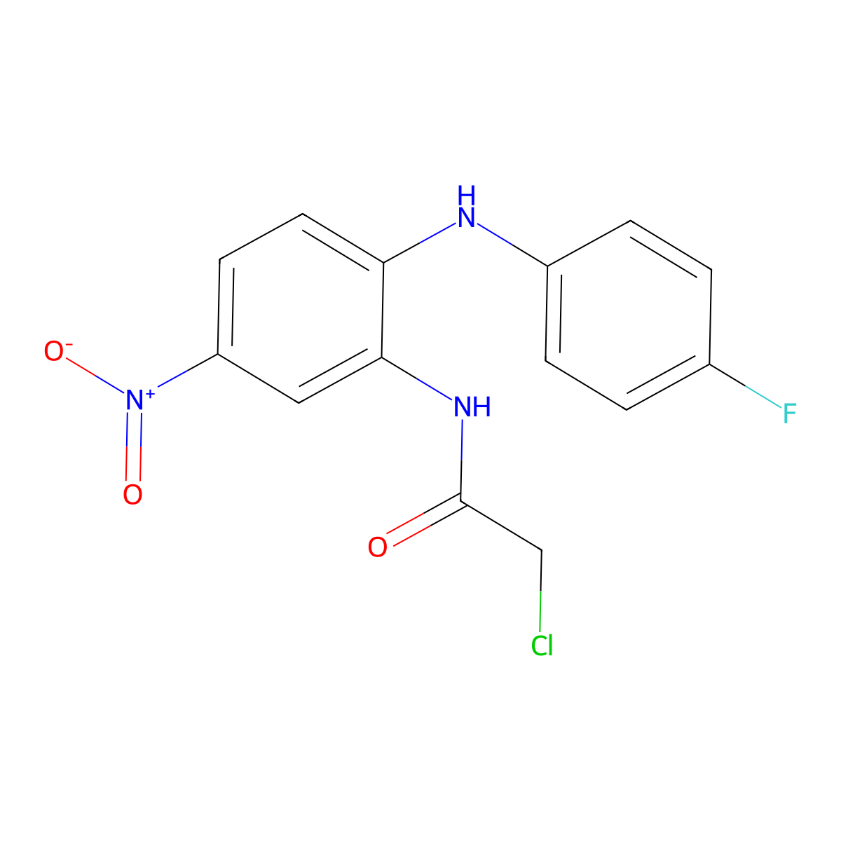 2-chloro-N-{2-[(4-fluorophenyl)amino]-5-nitrophenyl}acetamide molecular structure, CAS 731802-59-8