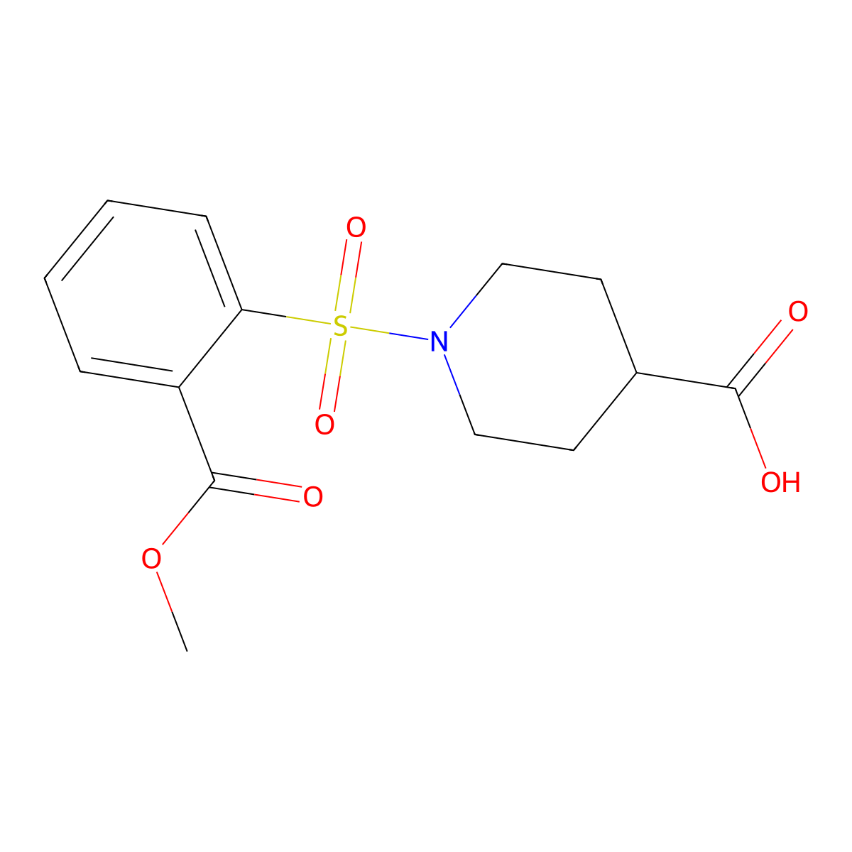 1-[2-(Methoxycarbonyl)benzenesulfonyl]piperidine-4-carboxylic acid molecular structure, CAS 731802-61-2