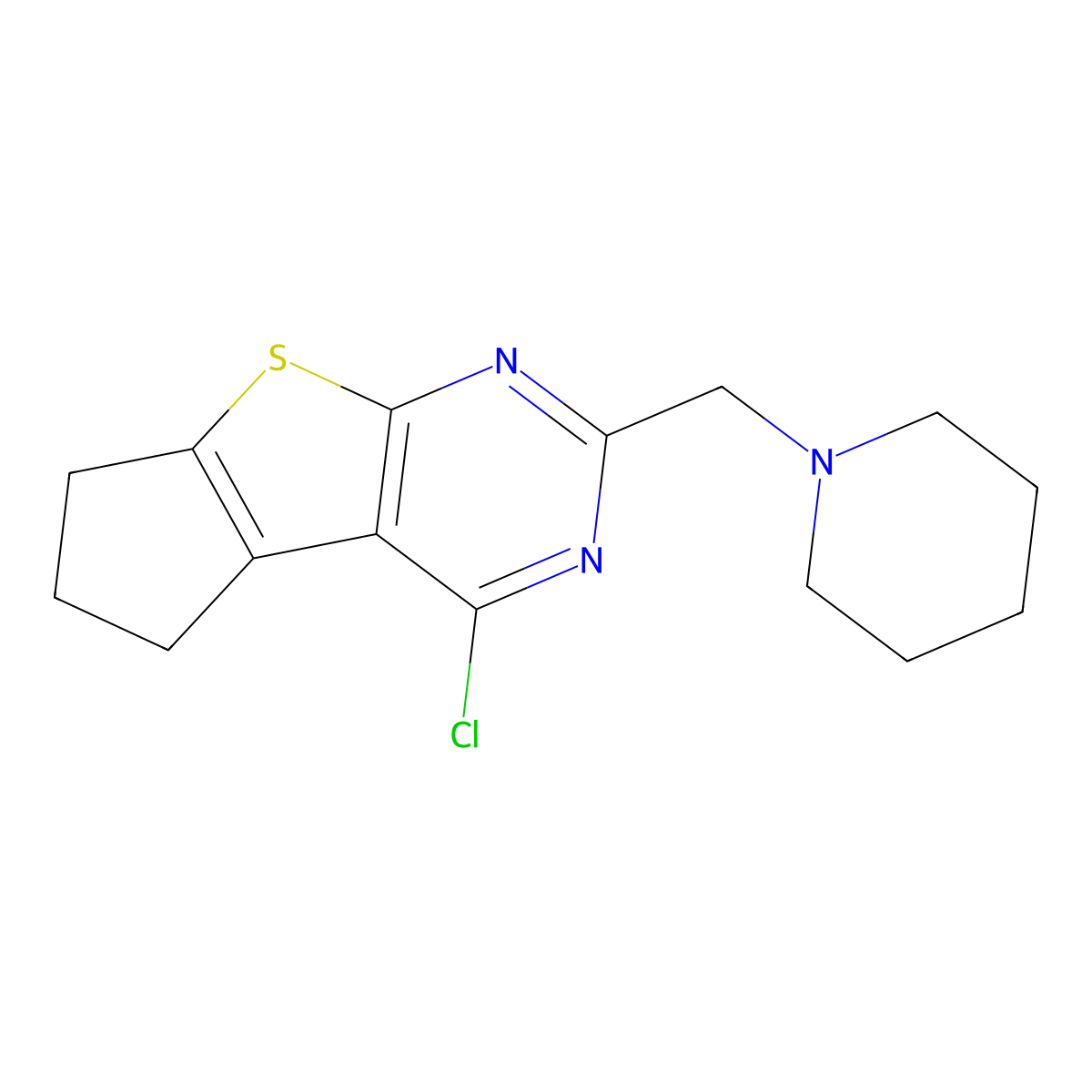 12-Chloro-10-(piperidin-1-ylmethyl)-7-thia-9,11-diazatricyclo[6.4.0.0,2,6]dodeca-1(12),2(6),8,10-tetraene molecular structure, CAS 731802-63-4