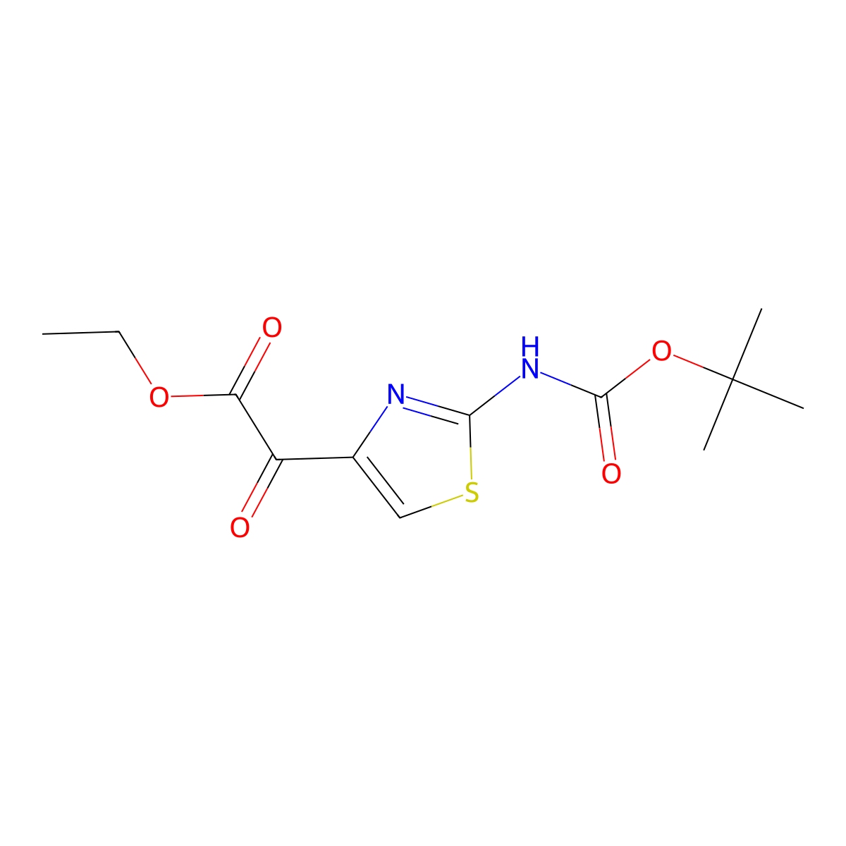 Ethyl 2-(2-{[(tert-butoxy)carbonyl]amino}-1,3-thiazol-4-yl)-2-oxoacetate molecular structure, CAS 73181-55-2