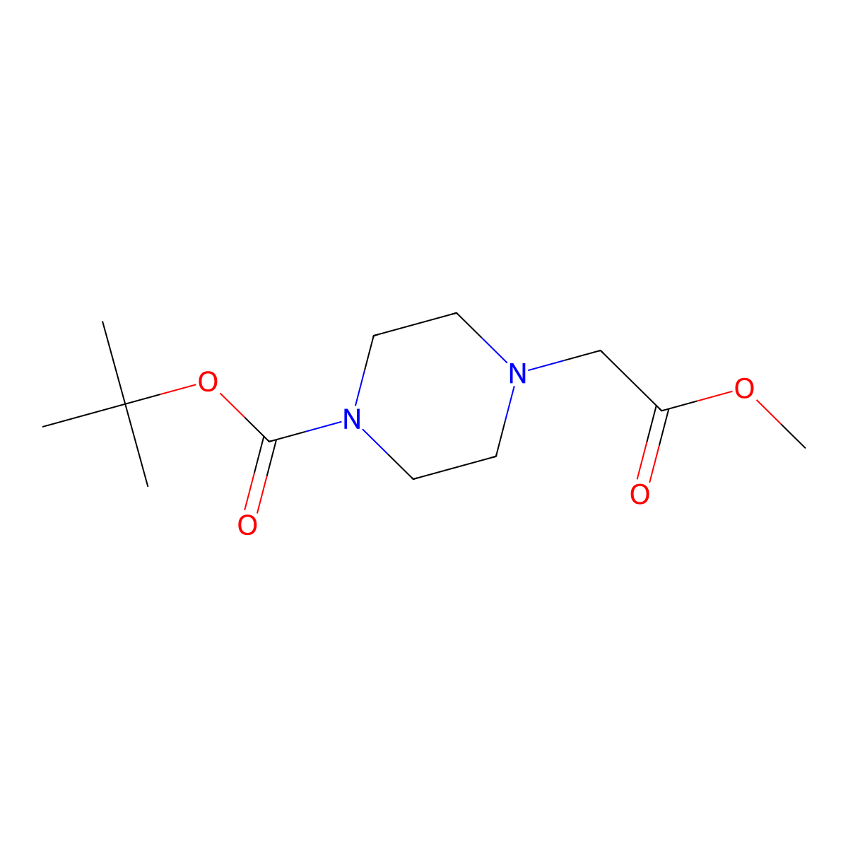 Tert-butyl 4-(2-methoxy-2-oxoethyl)piperazine-1-carboxylate molecular structure, CAS 731810-20-1