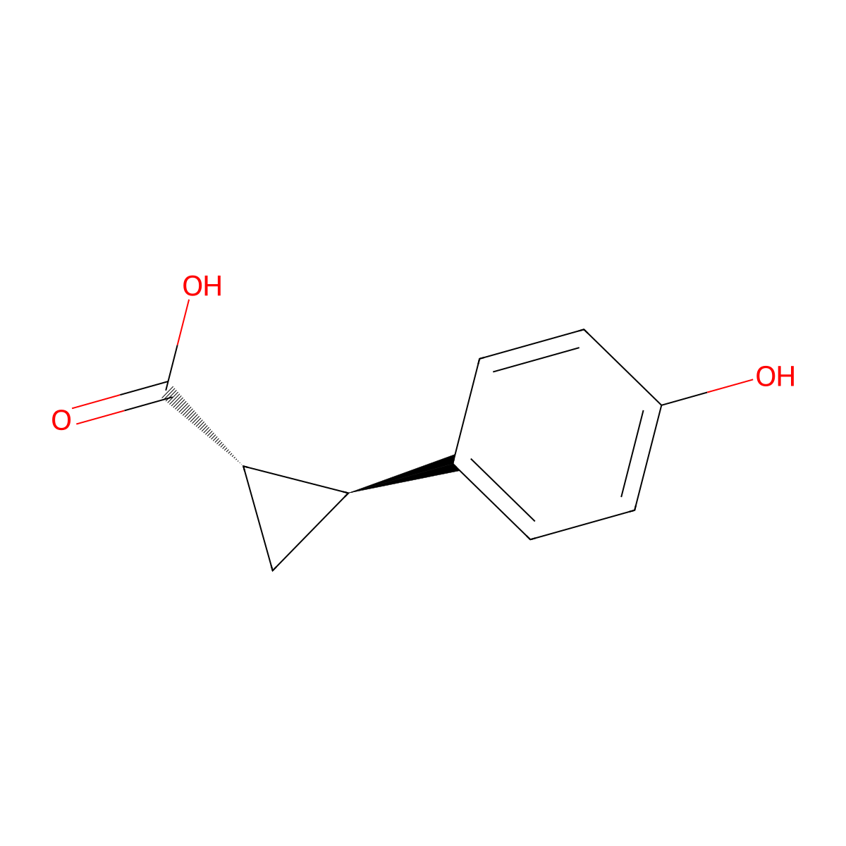 rac-(1R,2R)-2-(4-hydroxyphenyl)cyclopropane-1-carboxylic acid molecular structure, CAS 731810-73-4