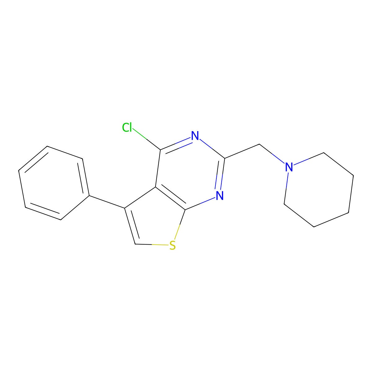 1-({4-Chloro-5-phenylthieno[2,3-d]pyrimidin-2-yl}methyl)piperidine molecular structure, CAS 731815-64-8