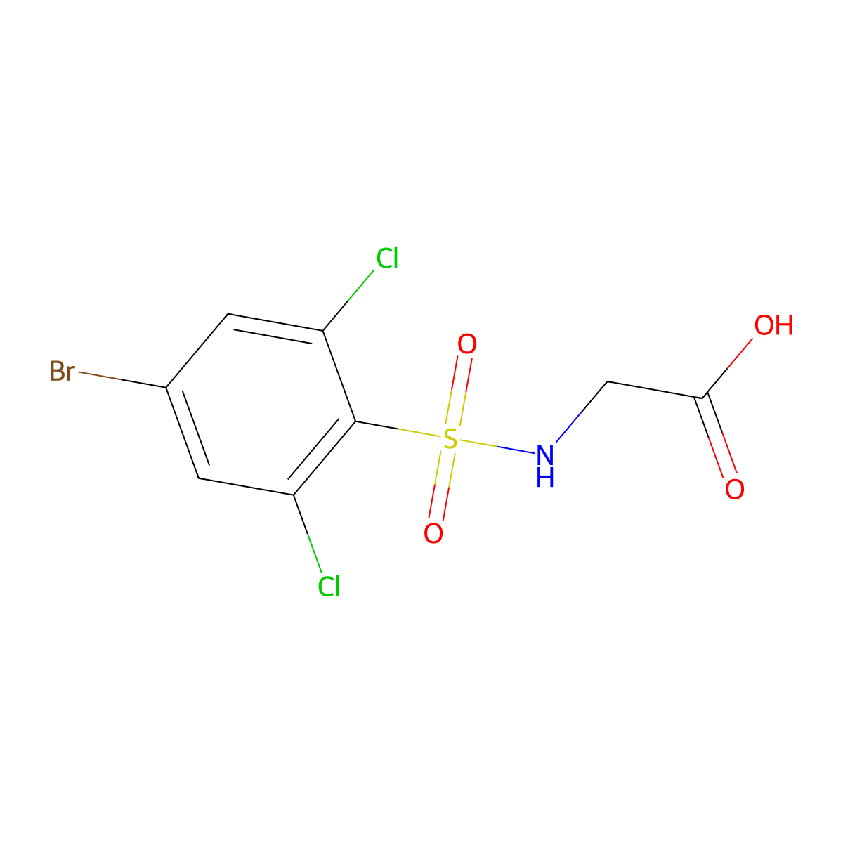 2-(4-Bromo-2,6-dichlorobenzenesulfonamido)acetic acid molecular structure, CAS 731815-65-9