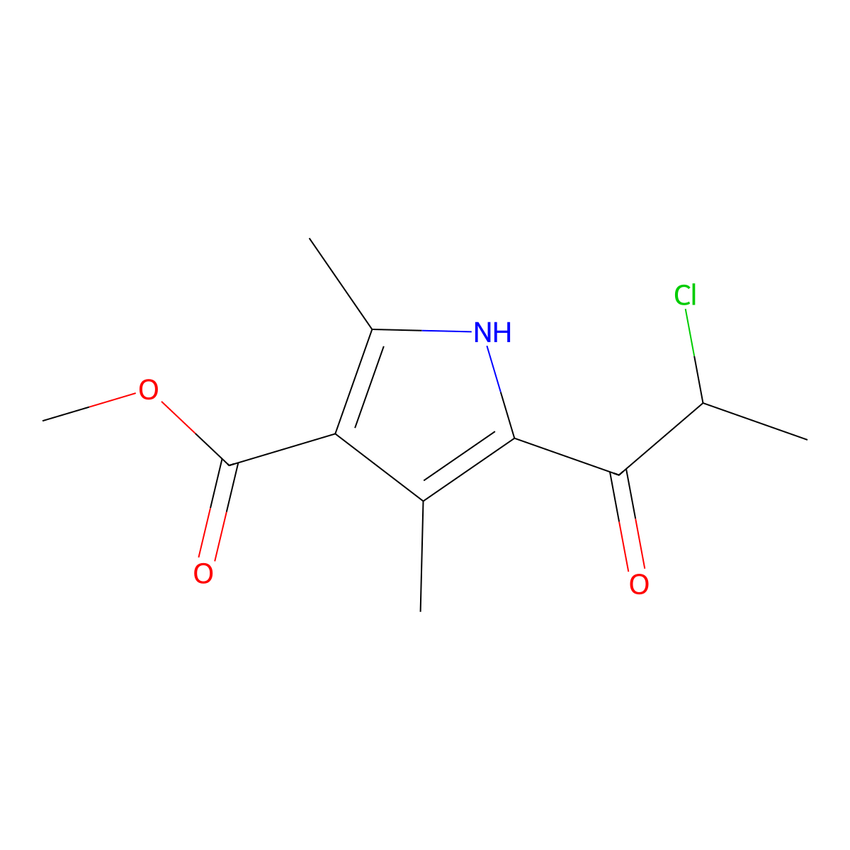 Methyl 5-(2-chloro-1-oxopropyl)-2,4-dimethyl-1H-pyrrole-3-carboxylate molecular structure, CAS 731815-67-1