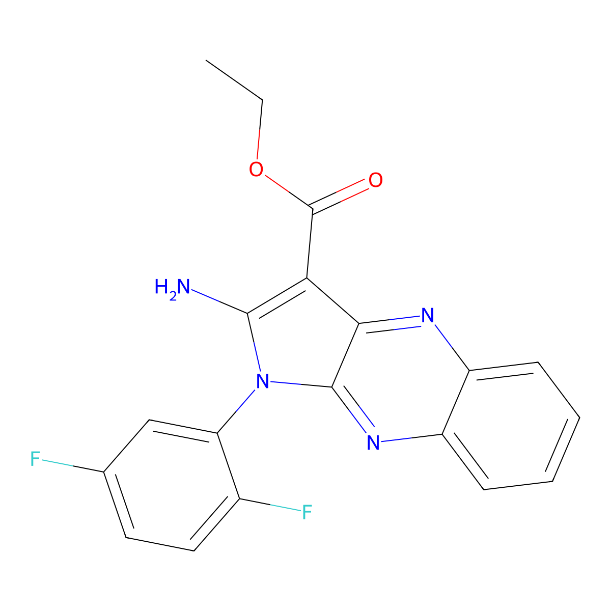 ethyl 2-amino-1-(2,5-difluorophenyl)-1H-pyrrolo[2,3-b]quinoxaline-3-carboxylate molecular structure, CAS 731815-78-4