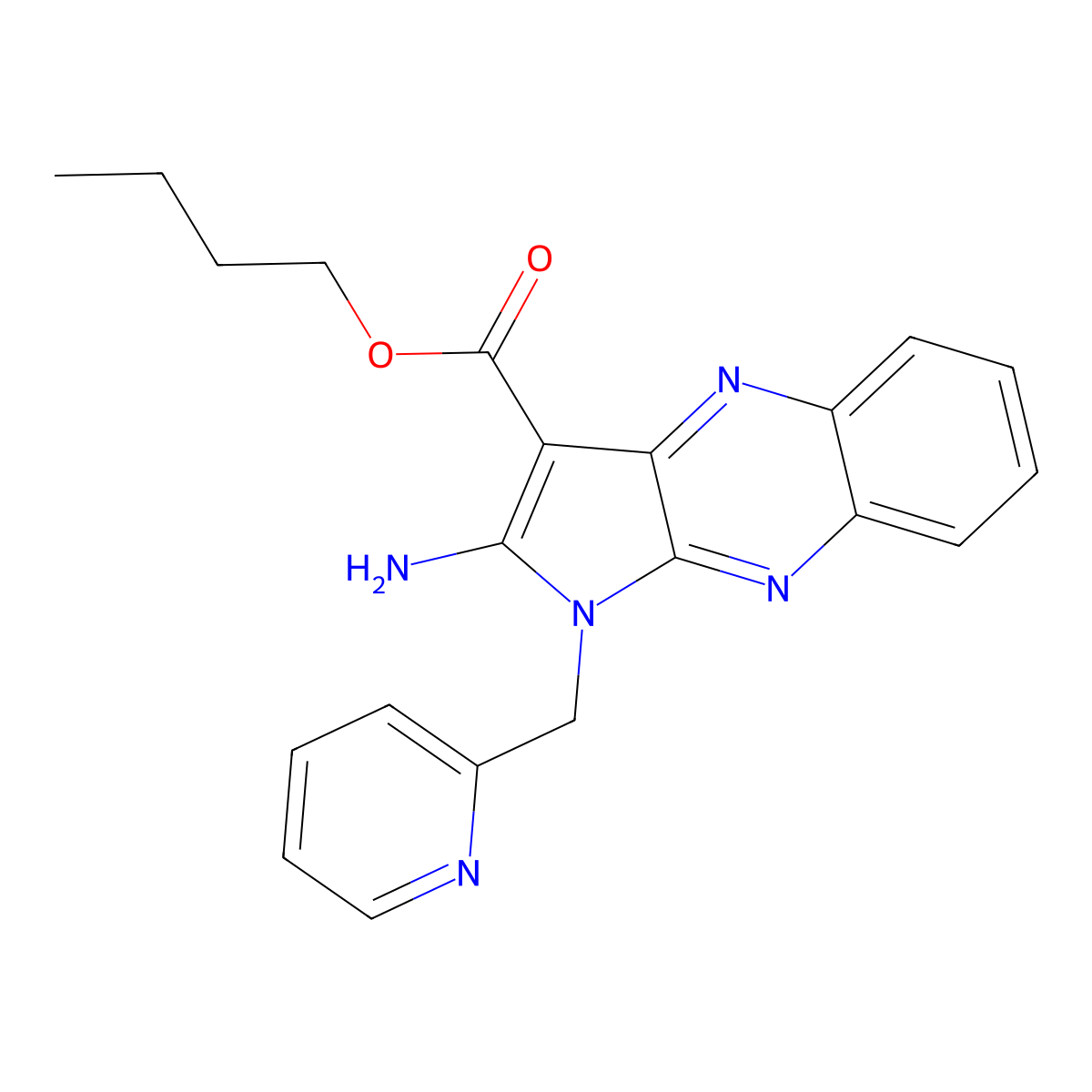 butyl 2-amino-1-[(pyridin-2-yl)methyl]-1H-pyrrolo[2,3-b]quinoxaline-3-carboxylate molecular structure, CAS 731815-79-5