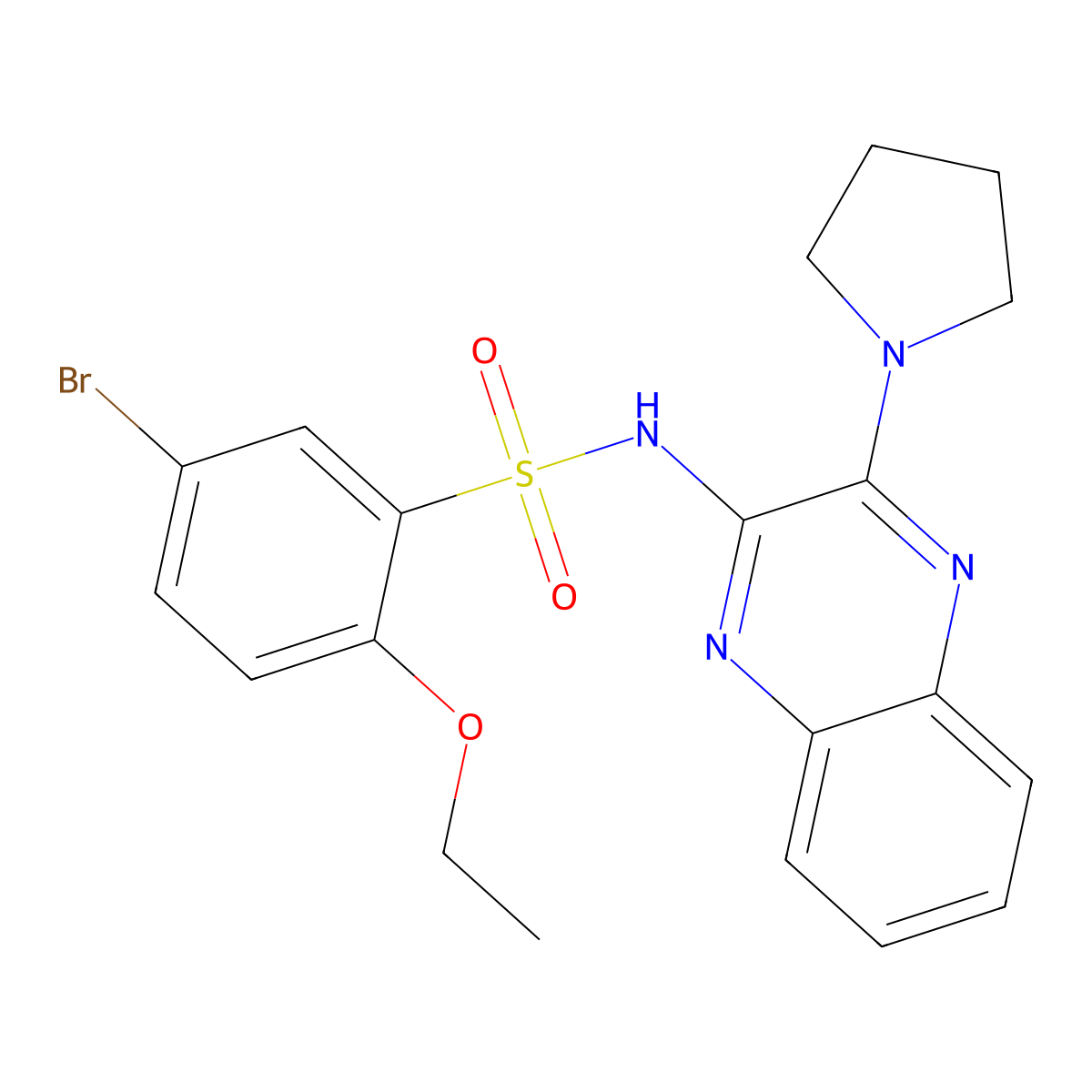 5-bromo-2-ethoxy-N-[3-(pyrrolidin-1-yl)quinoxalin-2-yl]benzene-1-sulfonamide molecular structure, CAS 731815-81-9