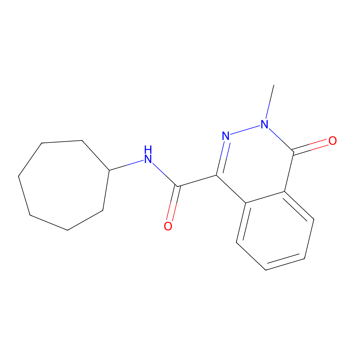 N-cycloheptyl-3-methyl-4-oxo-3,4-dihydrophthalazine-1-carboxamide molecular structure, CAS 731818-05-6