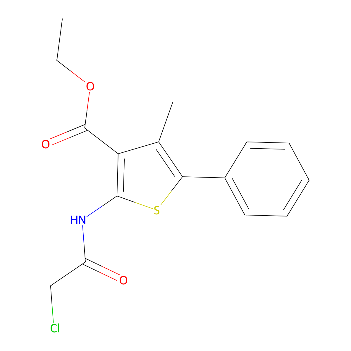 Ethyl 2-(2-chloroacetamido)-4-methyl-5-phenylthiophene-3-carboxylate molecular structure, CAS 731820-85-2
