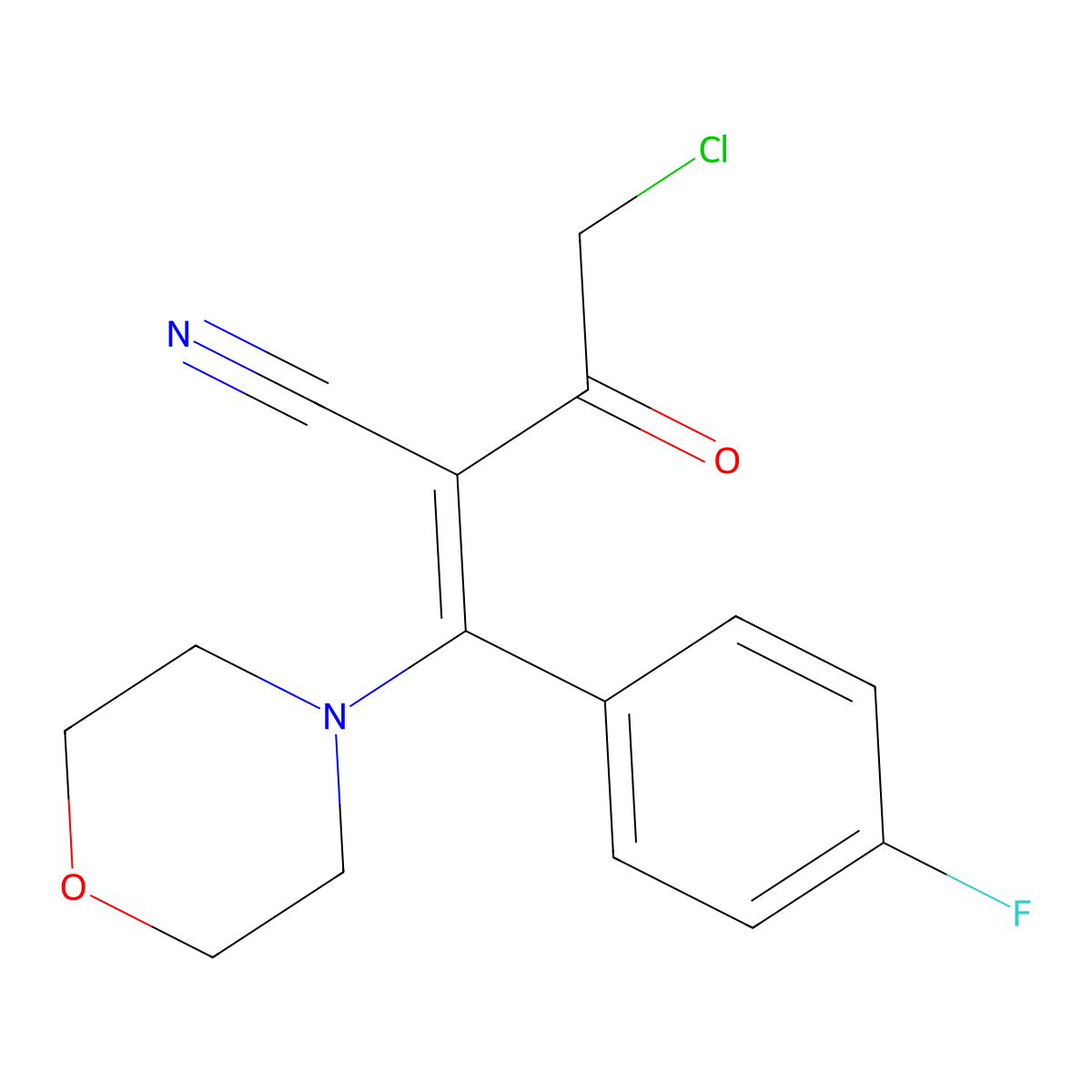 4-Chloro-2-[(4-fluorophenyl)-morpholin-4-ylmethylidene]-3-oxobutanenitrile molecular structure, CAS 731821-78-6
