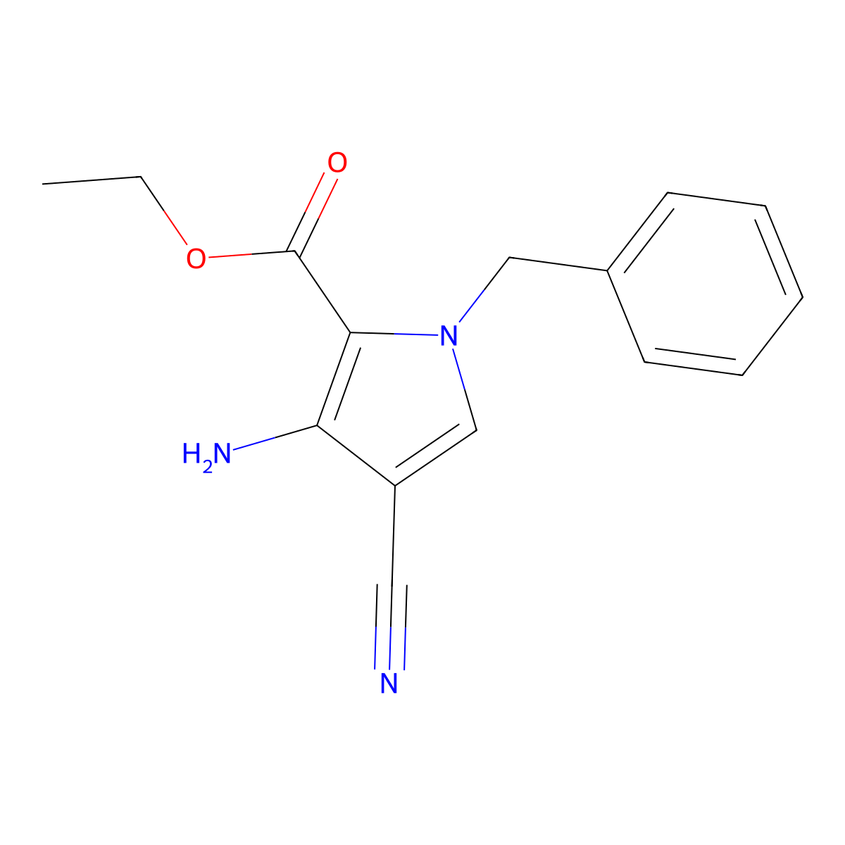 ethyl 3-amino-1-benzyl-4-cyano-1H-pyrrole-2-carboxylate molecular structure, CAS 731825-89-1