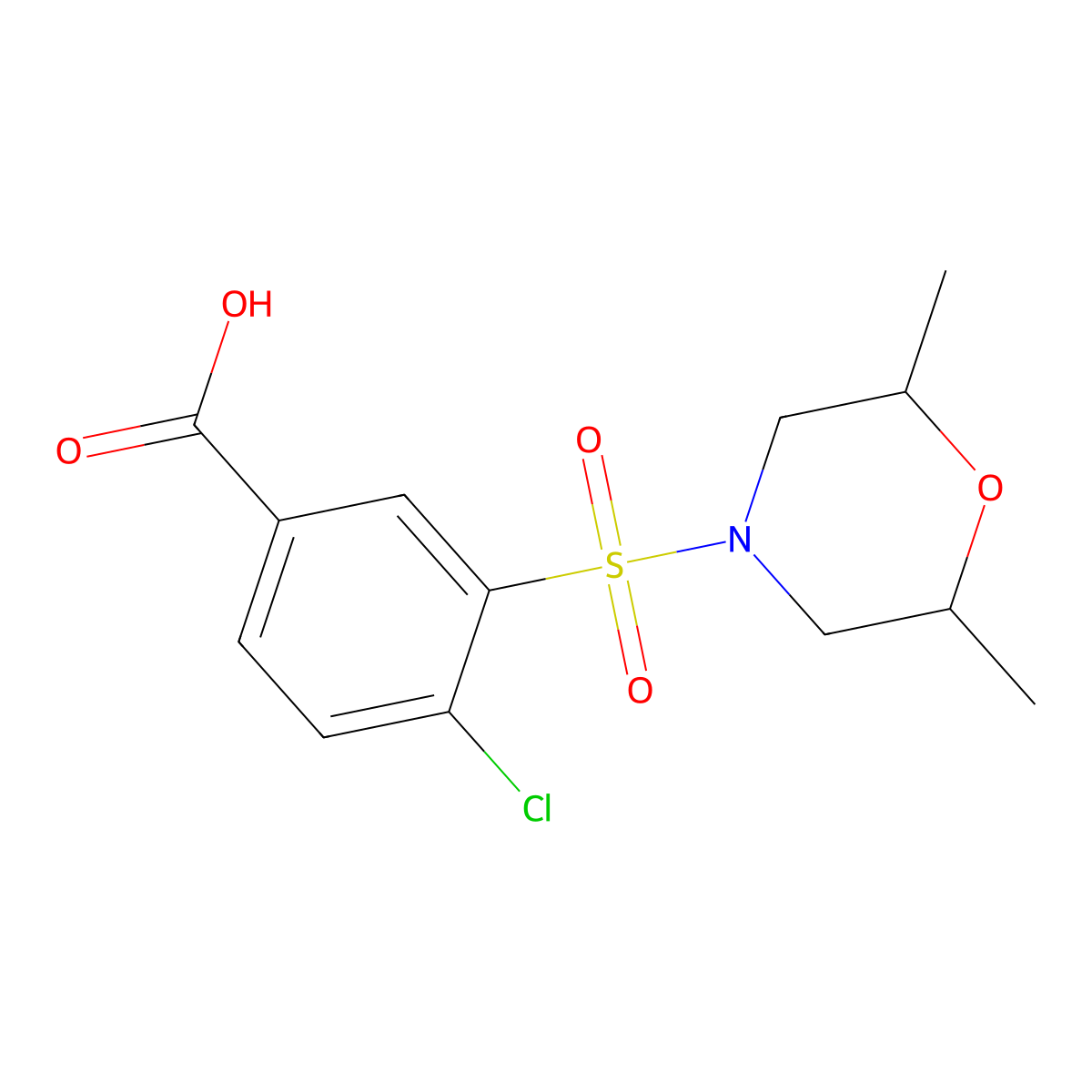 4-Chloro-3-[(2,6-dimethylmorpholin-4-yl)sulfonyl]benzoic acid molecular structure, CAS 731826-53-2
