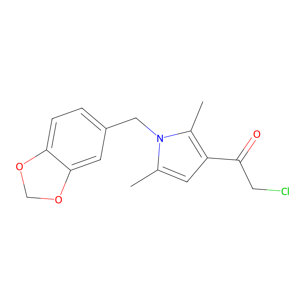 1-(1-((1,3-dioxaindan-5-yl)methyl)-2,5-dimethyl-1H-pyrrol-3-yl)-2-chloroethan-1-one molecular structure, CAS 731826-79-2