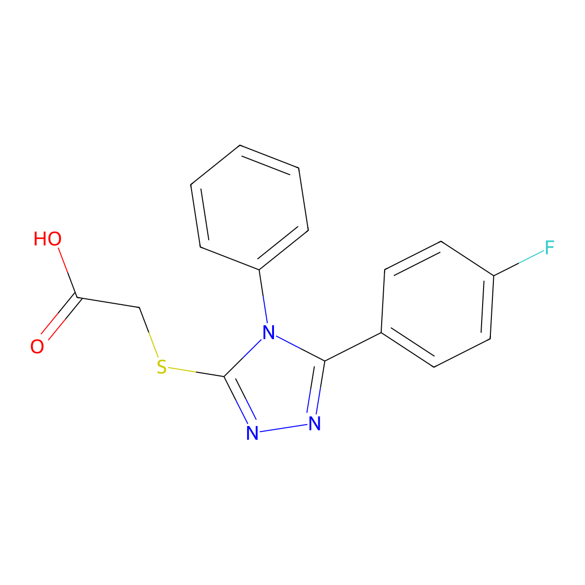 2-((5-(4-Fluorophenyl)-4-phenyl-4H-1,2,4-triazol-3-yl)thio)acetic acid molecular structure, CAS 731827-00-2