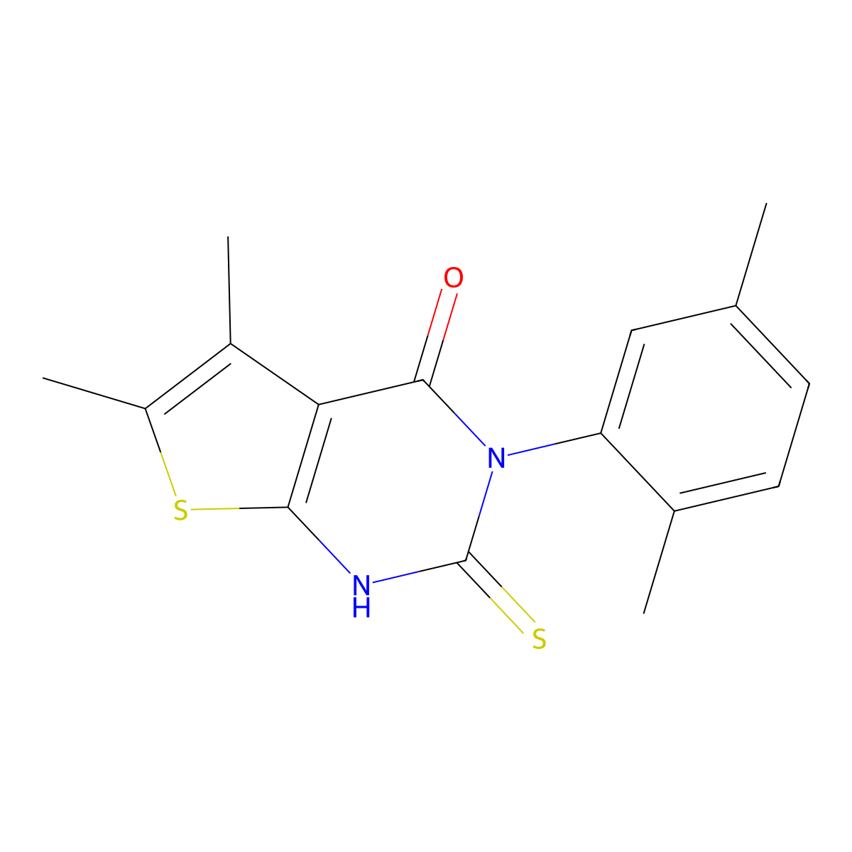 3-(2,5-dimethylphenyl)-5,6-dimethyl-2-sulfanyl-3H,4H-thieno[2,3-d]pyrimidin-4-one molecular structure, CAS 731827-11-5