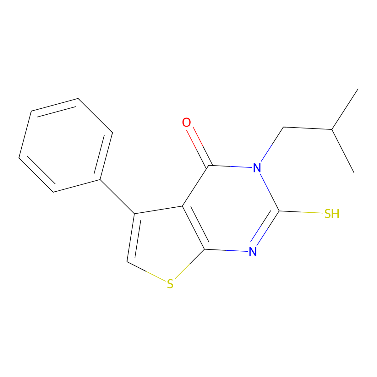 3-(2-methylpropyl)-5-phenyl-2-sulfanyl-3H,4H-thieno[2,3-d]pyrimidin-4-one molecular structure, CAS 731827-12-6