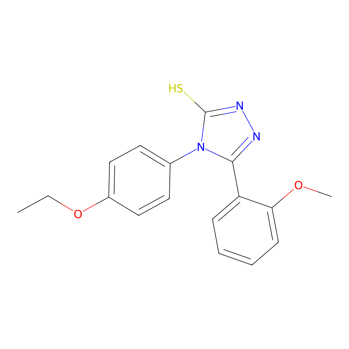 4-(4-ethoxyphenyl)-5-(2-methoxyphenyl)-4H-1,2,4-triazole-3-thiol molecular structure, CAS 731827-13-7