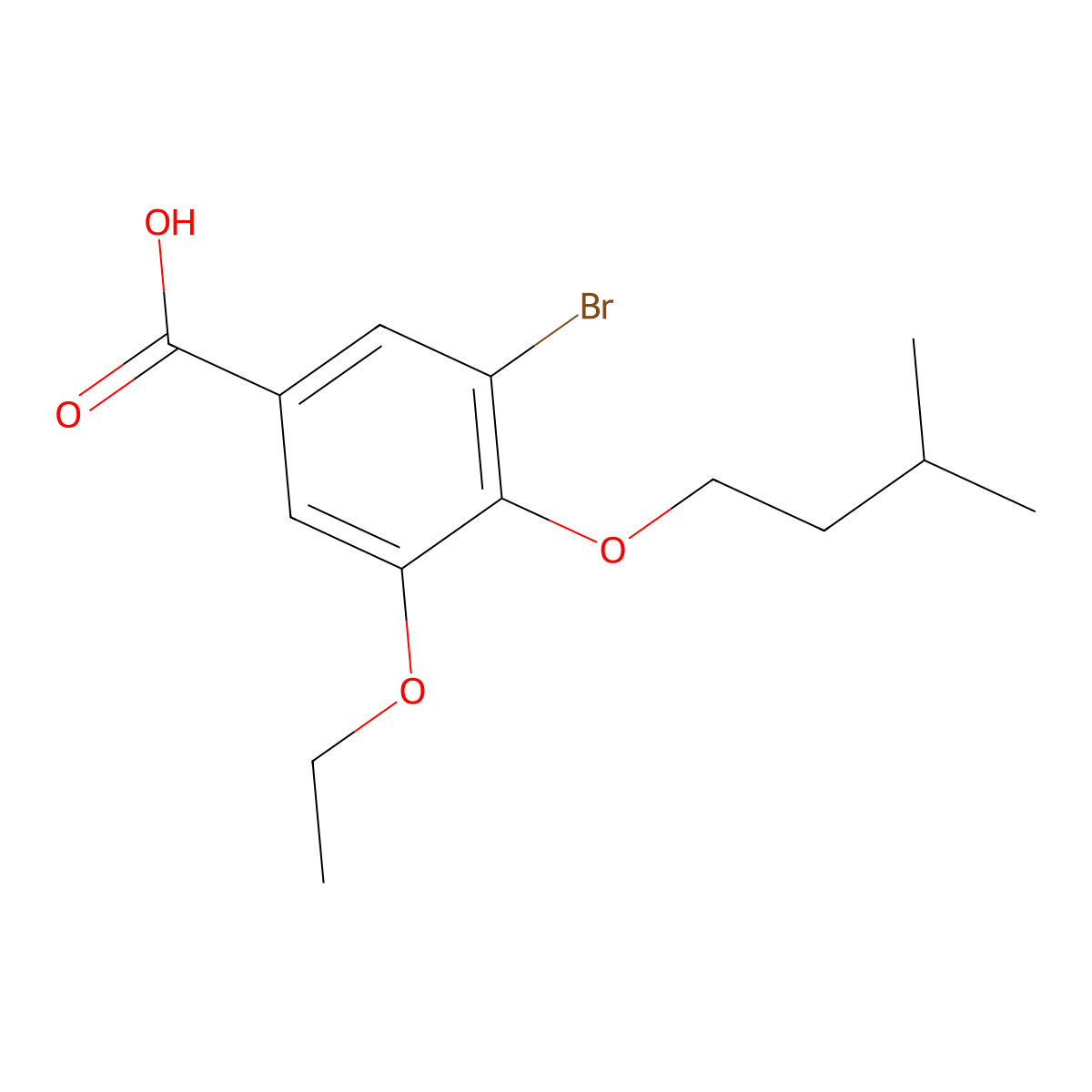 3-bromo-5-ethoxy-4-(3-methylbutoxy)benzoic Acid molecular structure, CAS 731827-15-9