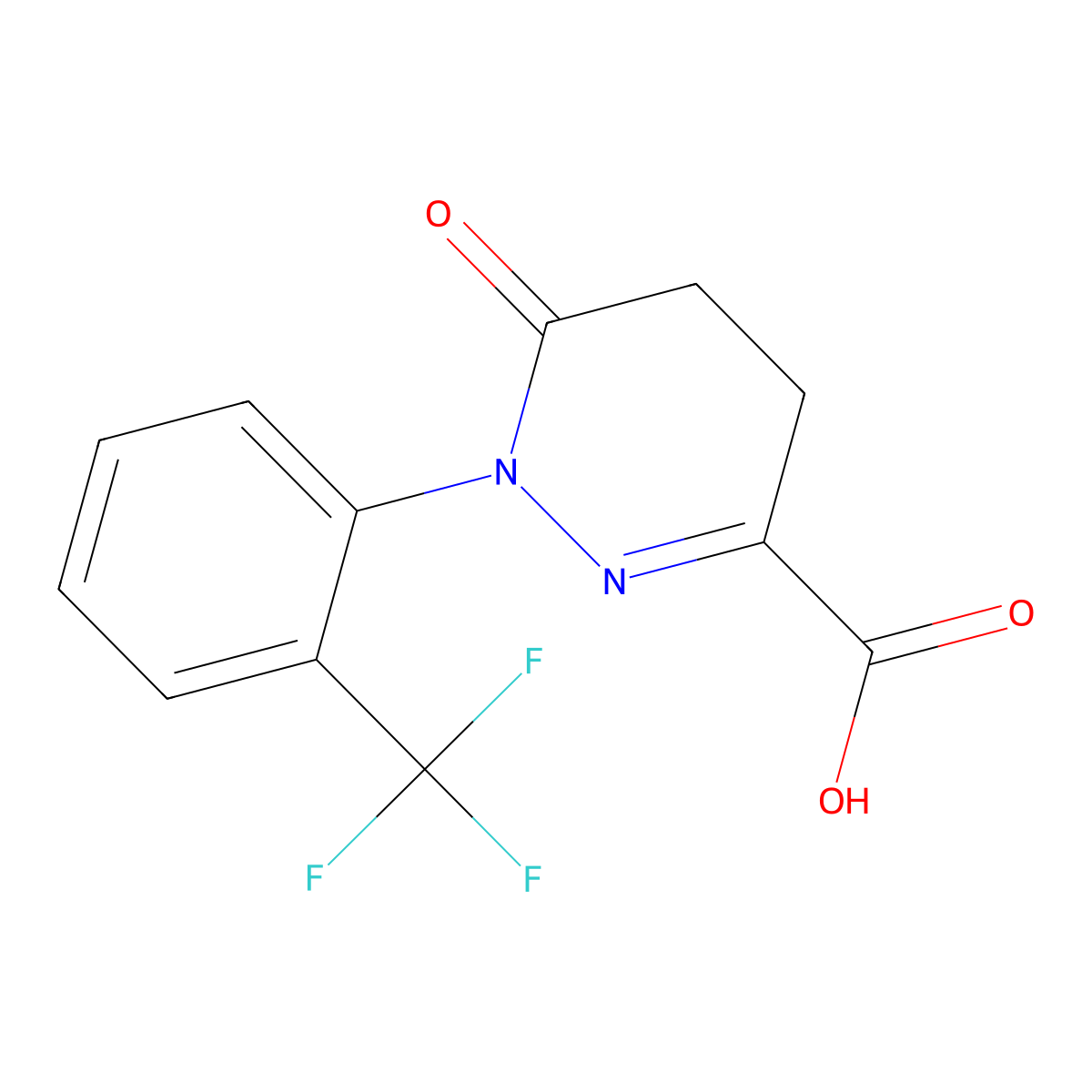 6-Oxo-1-[2-(trifluoromethyl)phenyl]-1,4,5-trihydropyridazine-3-carboxylic acid molecular structure, CAS 731827-17-1