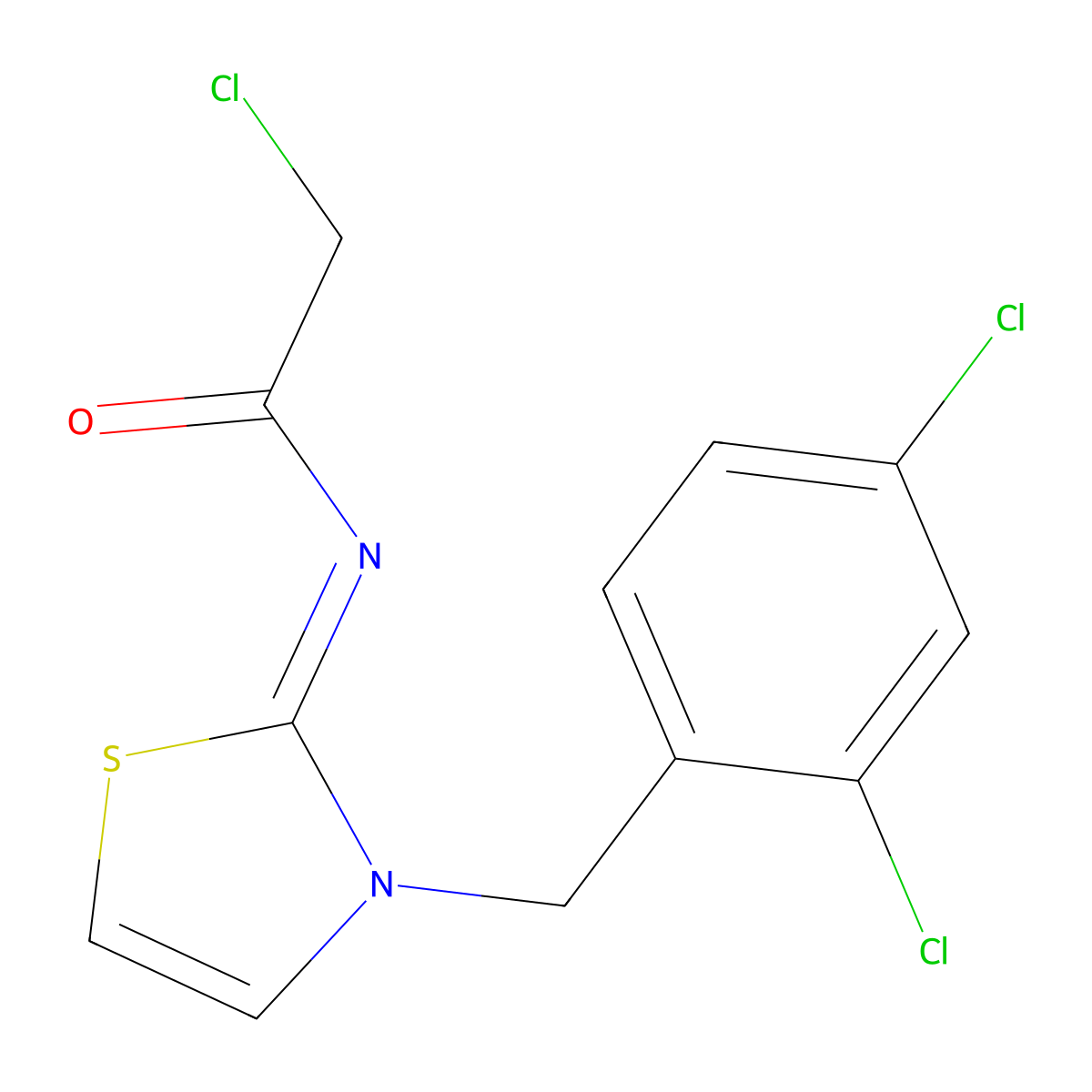 2-chloro-N-[(2Z)-3-(2,4-dichlorobenzyl)-1,3-thiazol-2(3H)-ylidene]acetamide molecular structure, CAS 731827-29-5