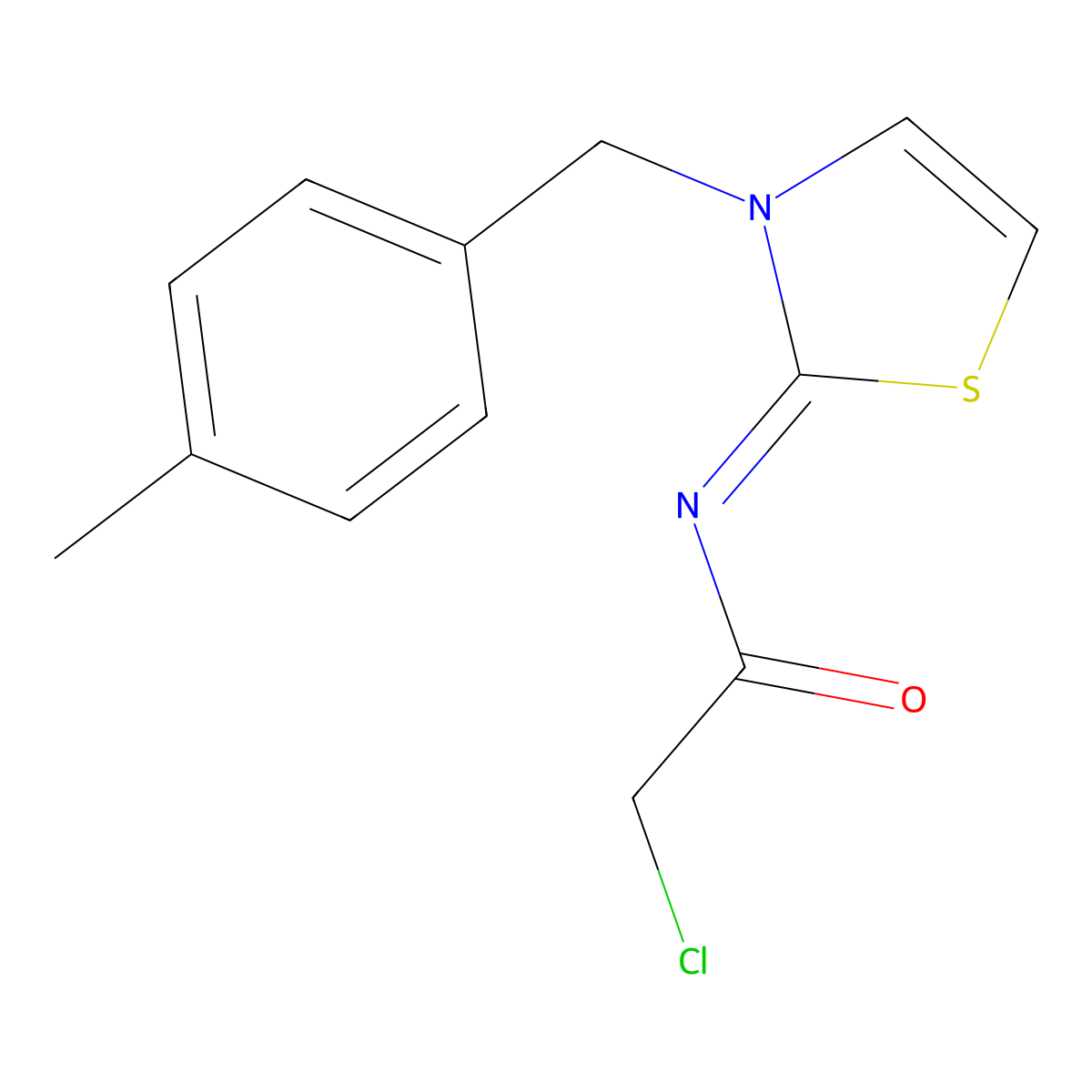 2-chloro-N-[3-[(4-methylphenyl)methyl]-1,3-thiazol-2-ylidene]acetamide molecular structure, CAS 731827-30-8