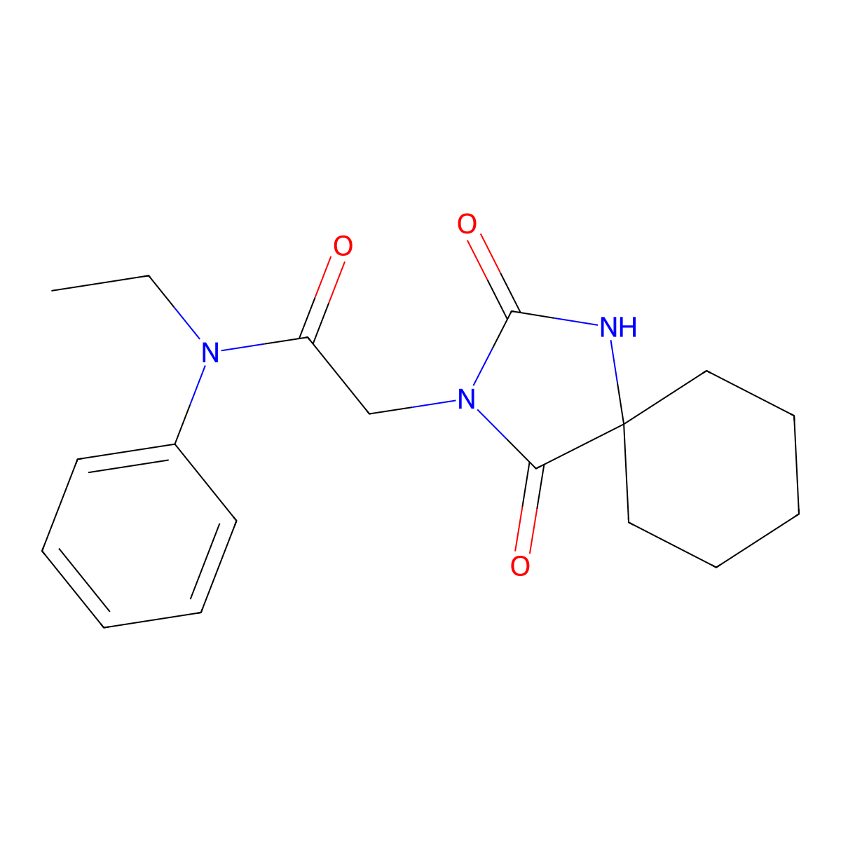 2-(2,4-dioxo-1,3-diazaspiro[4.5]dec-3-yl)-N-ethyl-N-phenylacetamide molecular structure, CAS 731827-77-3