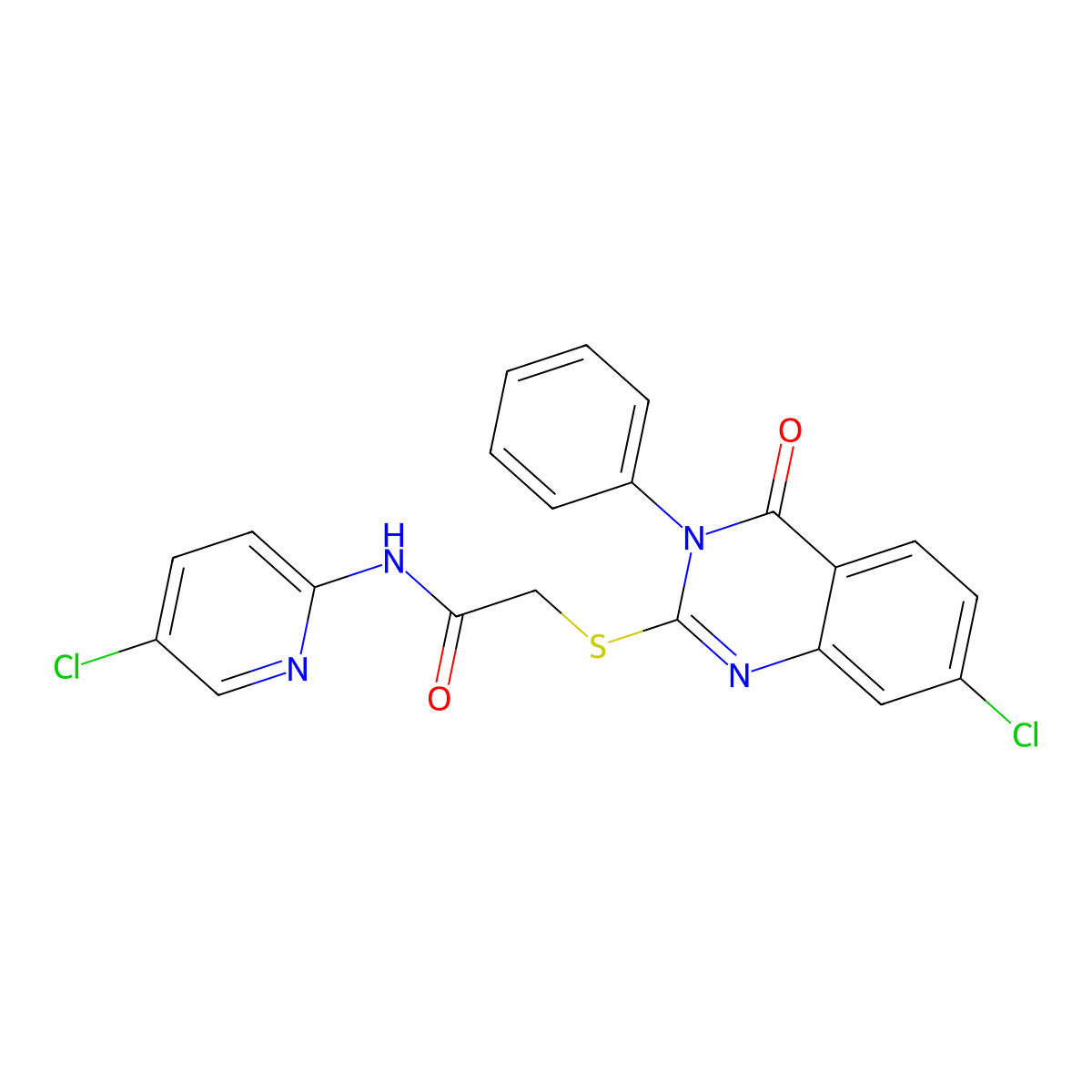 2-[(7-chloro-4-oxo-3-phenyl-3,4-dihydroquinazolin-2-yl)sulfanyl]-N-(5-chloropyridin-2-yl)acetamide molecular structure, CAS 731827-99-9