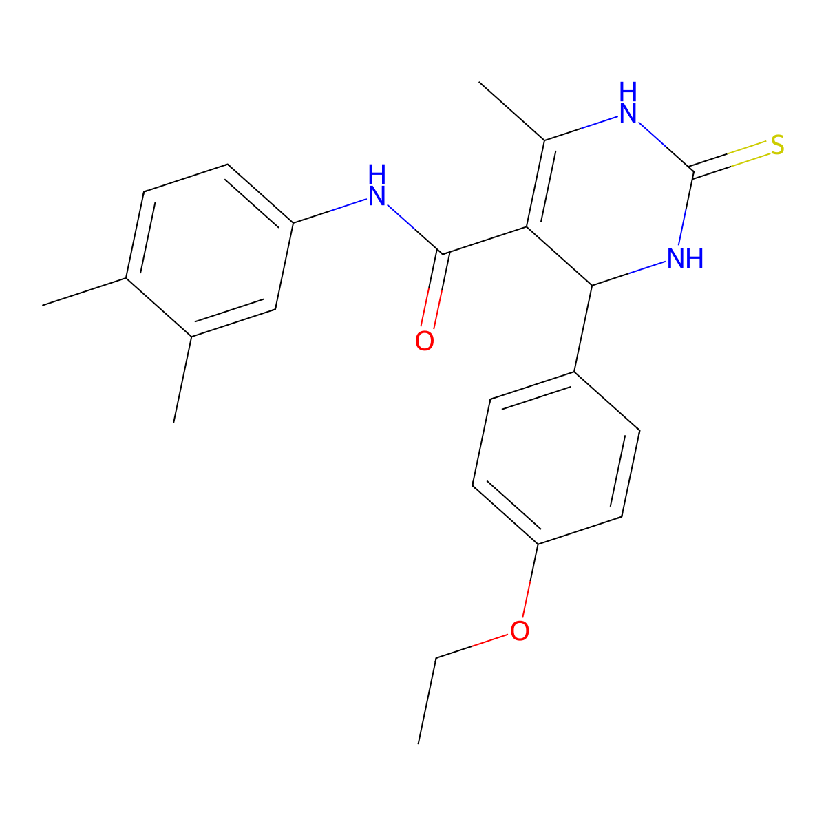 N-(3,4-dimethylphenyl)-4-(4-ethoxyphenyl)-6-methyl-2-sulfanylidene-3,4-dihydro-1H-pyrimidine-5-carboxamide molecular structure, CAS 731828-98-1