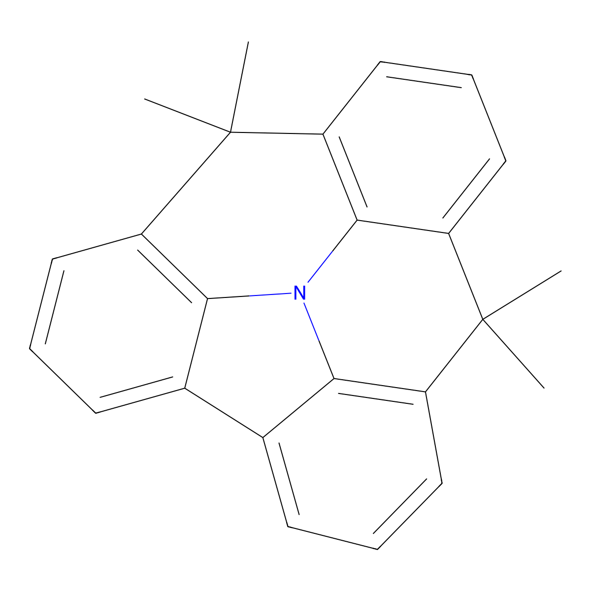 7,7,11,11-Tetramethyl-7H,11H-benz[1,8]indolizino[2,3,4,5,6-defg]acridine molecular structure, CAS 73183-35-4