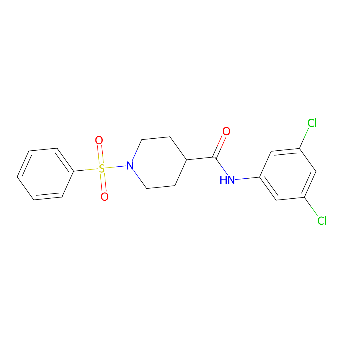N-(3,5-dichlorophenyl)-1-(phenylsulfonyl)piperidine-4-carboxamide molecular structure, CAS 731832-25-0